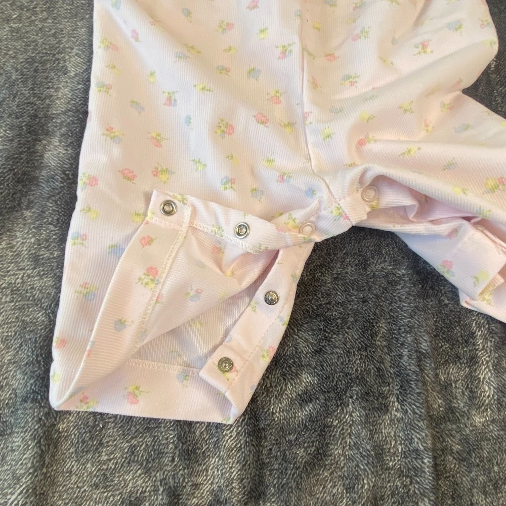 VTG 80s‎ Bryan Baby Girl 3-6mo Pink Floral One Piece Romper Lace Eyelet Trim USA - Picture 5 of 7